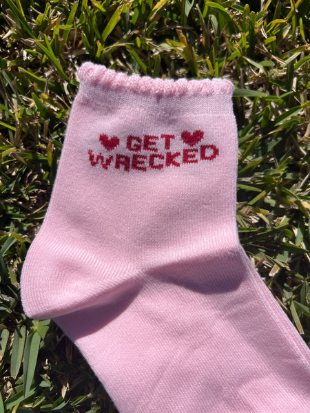 Get Wrecked Socks in Pink and Red