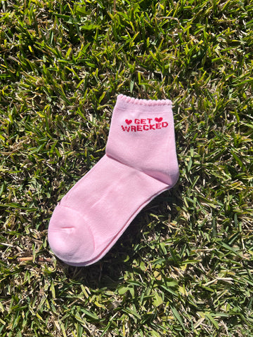 Get Wrecked Socks in Pink and Red